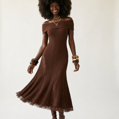 Elegant Knitted Lace Maxi Dress
