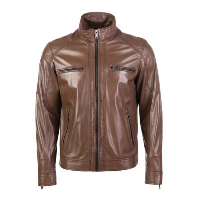 Cuomo Men's Chocolate Brown Leather Jacket