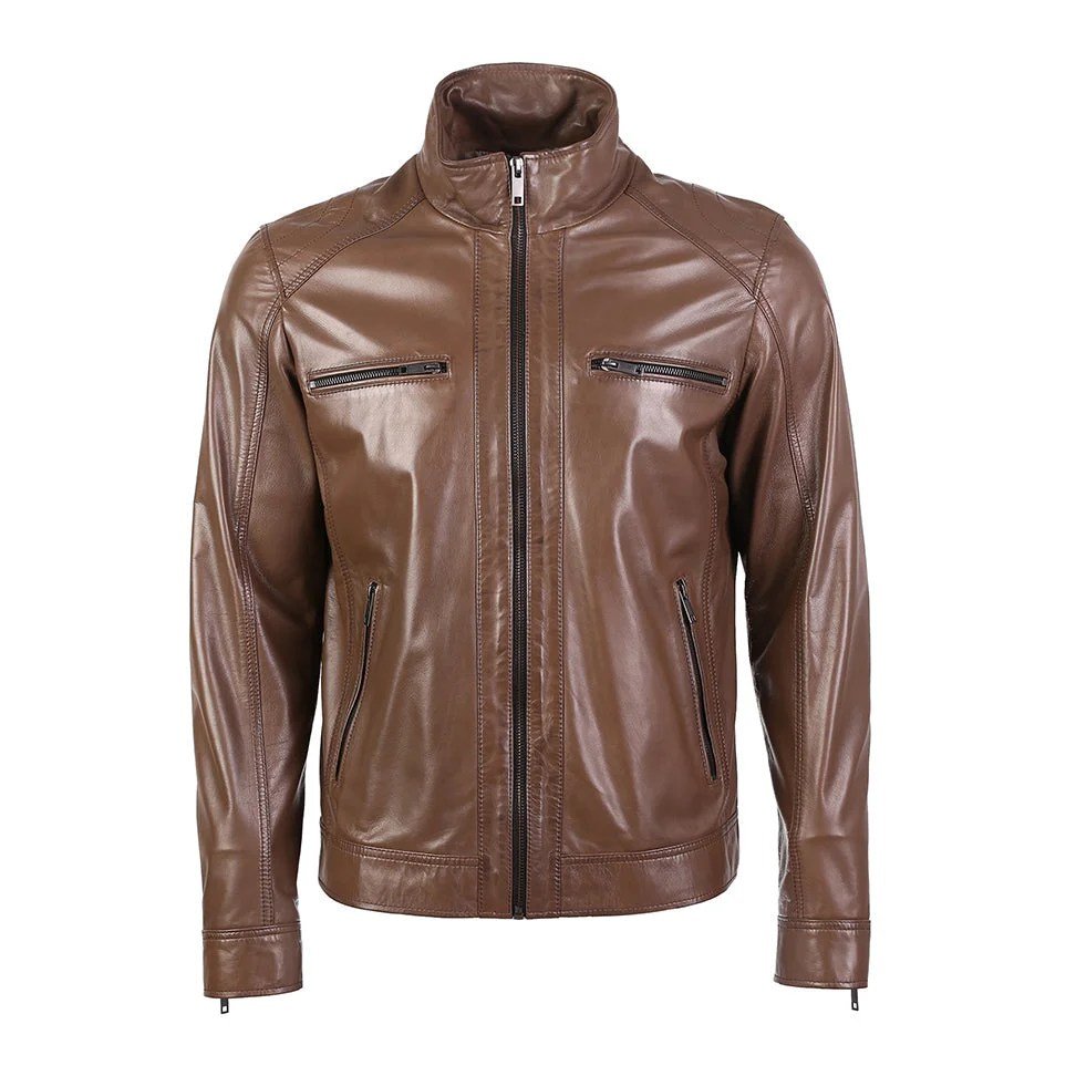 Cuomo Men's Chocolate Brown Leather Jacket